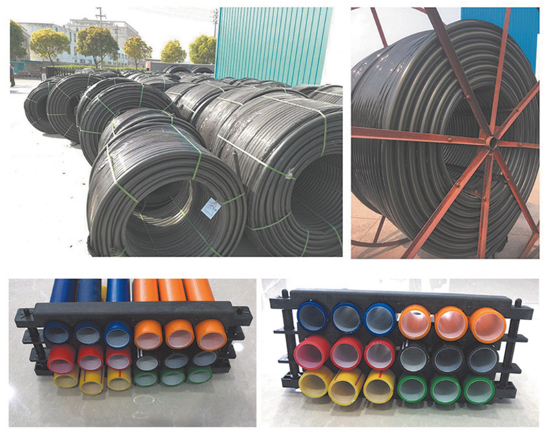高密度聚乙烯(HDPE )硅芯管制作，系采用特種HDPE原料加硅料共擠復(fù)合而成，具備以下基本特性: 1.管道的強(qiáng)度，包括抗壓，抗張和抗沖擊能力，充分考慮到光(電)纜保護(hù)所需的安全系數(shù)，不再需要大管作外層保護(hù)。 2、硅管曲率半徑小，為其外徑的十倍。敷管時(shí)遇到彎曲處和上下管落差處可隨路而轉(zhuǎn)或隨坡而走，無須作任何特別處理，更不必設(shè)入井過渡。 3、其內(nèi)壁的硅芯層是固體的，永久的潤滑濟(jì)。 4、其內(nèi)壁的硅芯層被同步擠壓進(jìn)壁內(nèi)，均勻地分布于整個(gè)內(nèi)壁，硅芯層與高度密聚乙烯具有相同的物理和機(jī)械特性:不會(huì)剝落，脫離。 5、其內(nèi)壁硅芯層的摩擦特性保持不變，纜線在管道內(nèi)反復(fù)抽取。 6、其內(nèi)璧的硅芯層不與水溶，污物進(jìn)管后可用水沖洗管道，可免遭嚙齒動(dòng)物破壞。7、抗老化，使用壽命長，埋入地下可達(dá)50年以上。 8、耐候性能好。 9、施工快捷，可大降低工程造價(jià)。